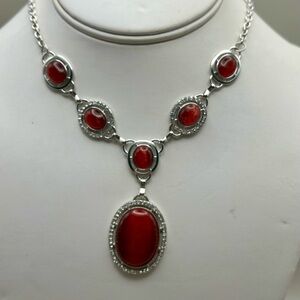 Elegant Red and Silver Necklace
